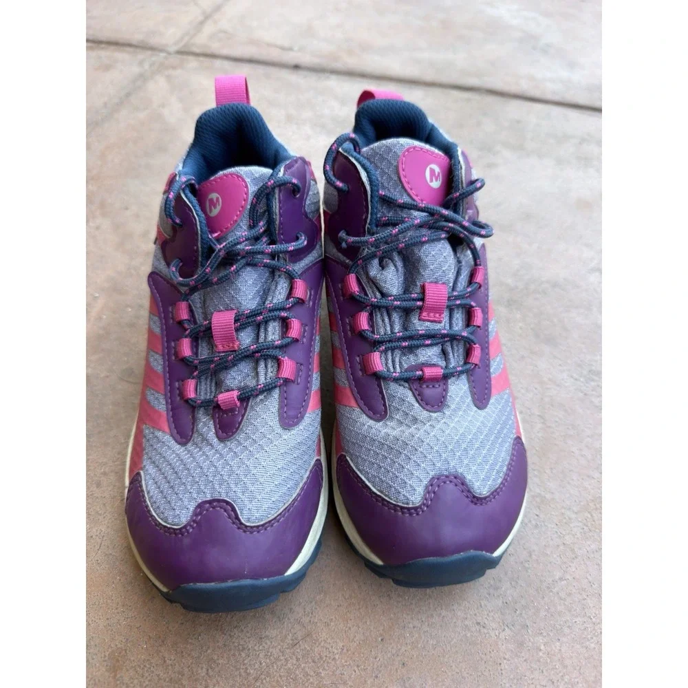 Merrell Moab Speed 2 Mid Waterproof Kids Hiking Shoes Berry Purple Size 3